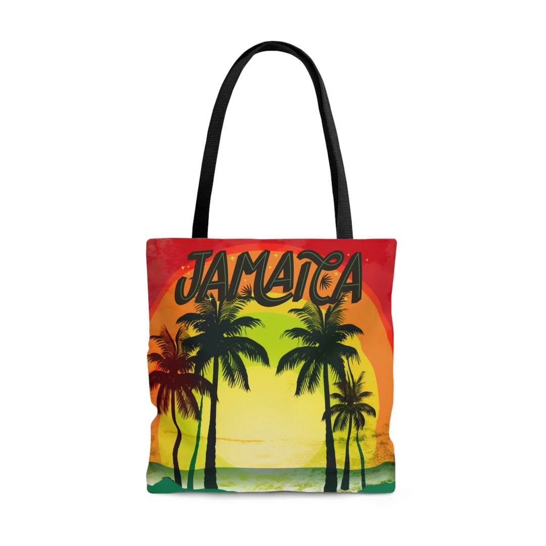 Jamaica Tote Bag Jamaica Beach Bag Jamaica Sunset Palm Tree Beach Tote
