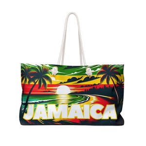 Jamaica Beach Bag Gift For Jamaican Woman Jamaica Tote Bag Jamaica Weekender Bag Jamaica Sunset Beach Palm Tree Jamaica Tote Bag