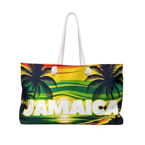 Jamaica Beach Bag Gift For Jamaican Woman Jamaica Vacation Jamaica Tote Bag Jamaica Weekender Bag Sunset Beach Palm Tree Jamaica  Bag