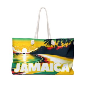 Jamaica Beach Bag Gift For Jamaican Woman Jamaica Tote Bag Jamaica Weekender Bag Jamaica Sunset Beach Palm Tree Jamaica Tote Bag