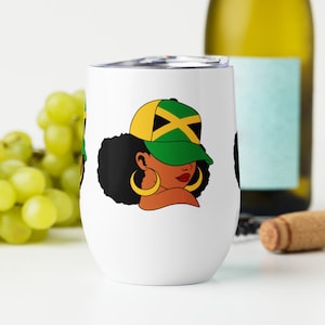 Personalize Jamaica Flag Wine Tumbler Jamaica Themed Product Jamaica Souvenir