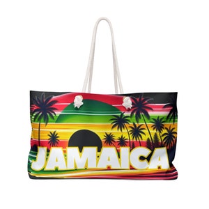 Jamaica Beach Bag Gift For Jamaican Woman Jamaica Tote Bag Jamaica Weekender Bag Jamaica Sunset Beach Palm Tree Jamaica Tote Bag