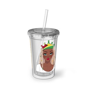 Guyana Cup With Straw Soca Queen Gift For Guyanese Mom  Gift For  Guyanese Women Guyana Heritage Patriotic Guyana Flag Merchandise