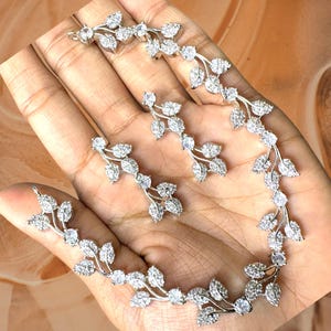 cubic Zirconia AD Necklace Set Bridal Wedding Indian Necklace Bollywood Jewelry CZ Jewelry American Diamond jewellery Choker Silver Set