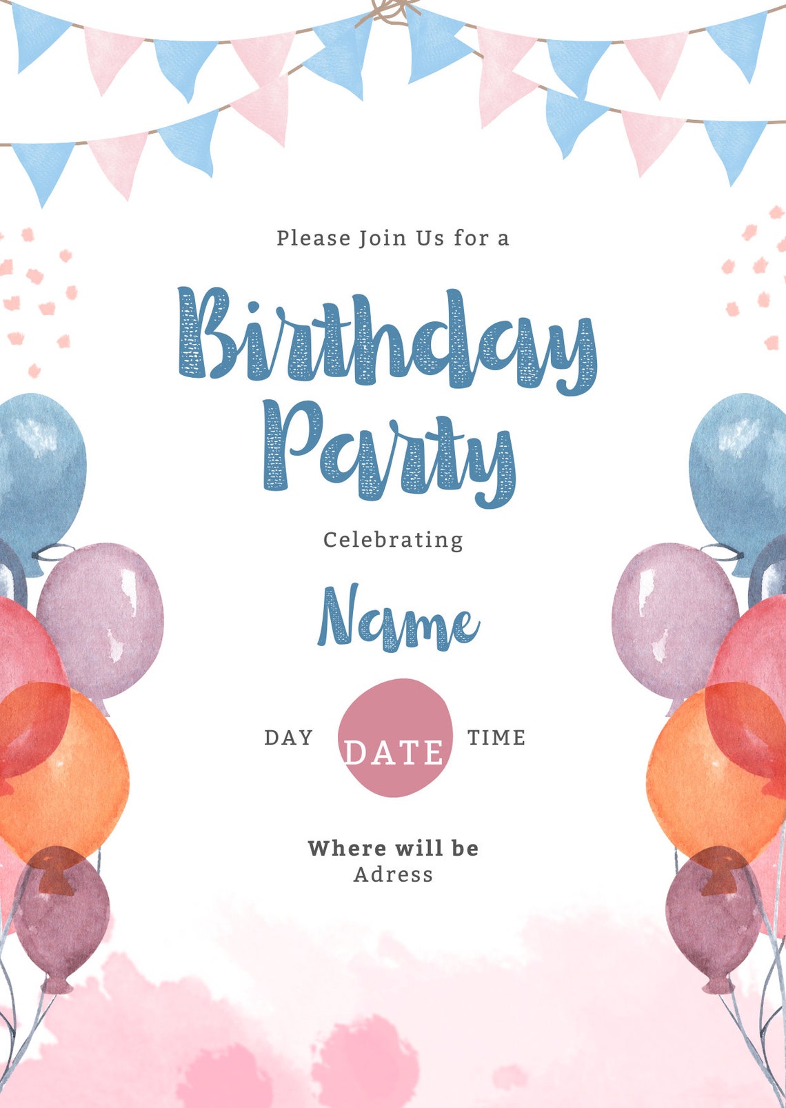 Editable. Printable. Birthday Invitation Etsy