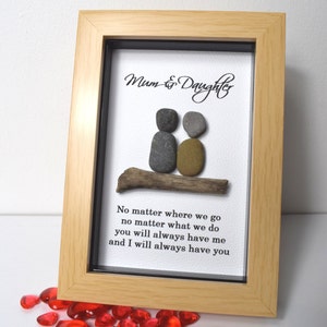 Mum and Daughter, Gift for Mum Framed Pebble Art Picture For a Mum, Birthday Gift