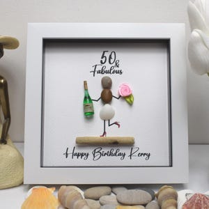 Personalised Pebble Picture Art Frame for Women, Milestone Birthday Gift for Her, Handmade Funny Keepsake