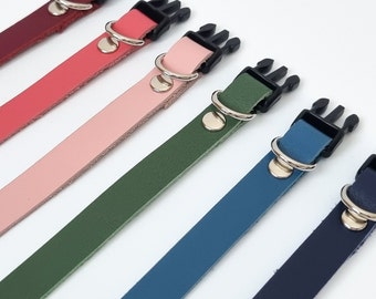 Adjustable Breakaway Leather Cat Collar - Plain Leather - Multiple Colours - Cat Accessories