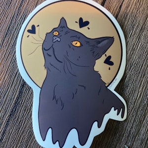 Black cat portrait sticker