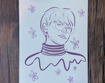 Set of 8 monochrome Ateez digital art prints