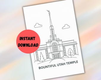 Pagina da colorare del tempio LDS di Bountiful, Utah - STAMPA DIGITALE