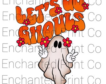 Let's Go Ghouls Png, Halloween png, Spooky png Files, Cute Ghost png, Girl Halloween png, Retro Halloween png