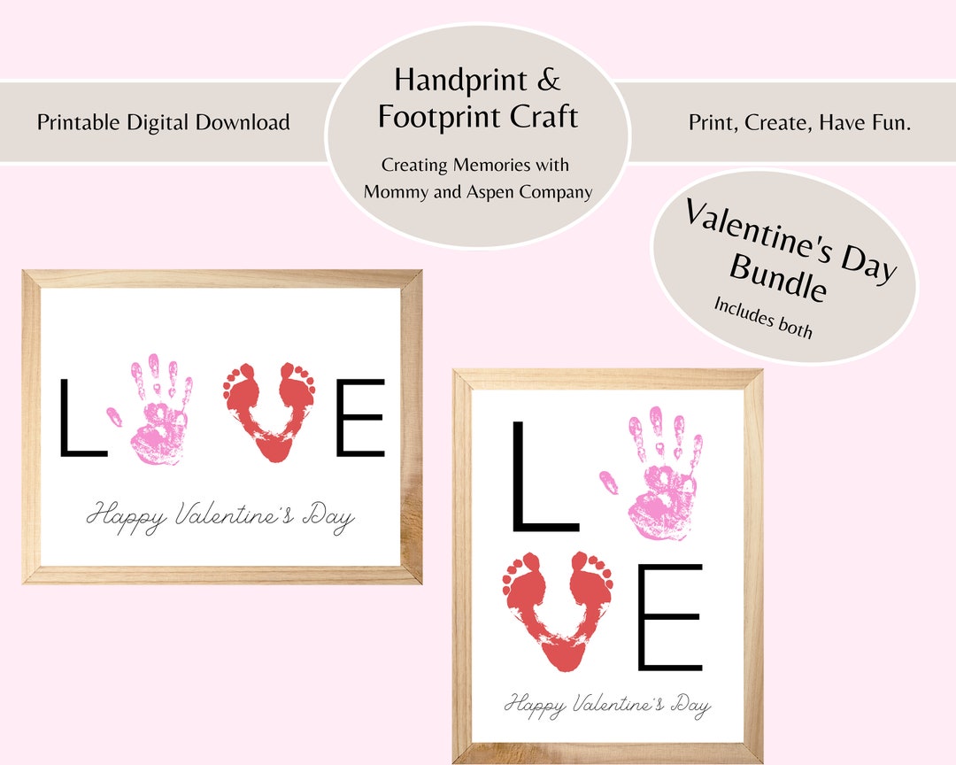 Valentine's Day Handprint and Footprint / Love /DIY Craft Art Bundle ...