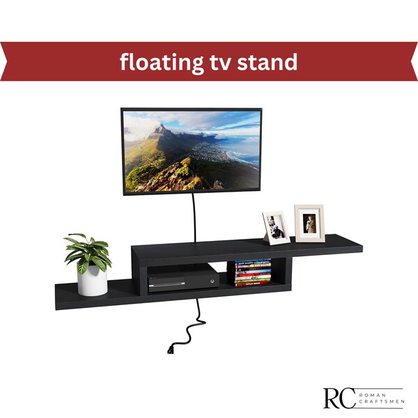 Floating Tv Shelf Cable Management Etsy