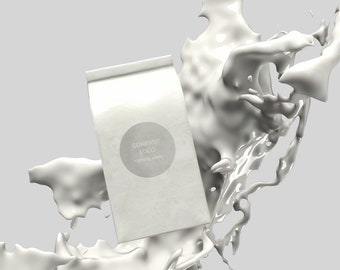 Kaffee Verpackung Mockup | Photoshop Vorlage, PSD weiße Kaffeetüte Mockup, Kaffeetasse Mockup, Produktvorlage, Liquid Splash, Branding