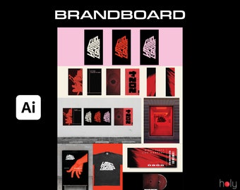 BRANDBOARD | POP-PUNK   Branding Style Guide Illustrator Template / Brand Sheets/ Brand Guideline Template / Logo Design / Branding Mockup