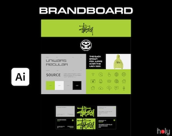 BRANDBOARD | STUSSY Brand Sheet | Branding Style Guide Template | Instant Download | Adobe Illustrator Compatible