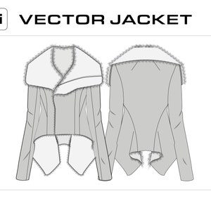 Adobe Illustrator Fashion Flats | Jacket Shearling Leather | Vector Jacket Flat Mockup