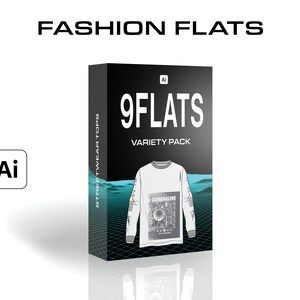 Adobe Illustrator Fashion Flats | Streetwear Variety Pack | 6 T-shirt, Hoodie, Sweatshirt Vector Mockups
