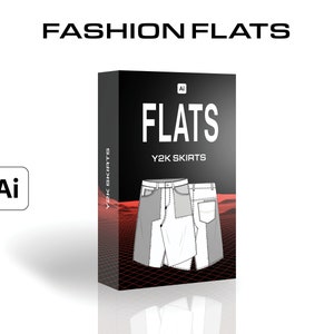 Adobe Illustrator Fashion Flats | Y2K Skirts Variety Pack | 10 Skirt Vector Skirt Flats Mockups