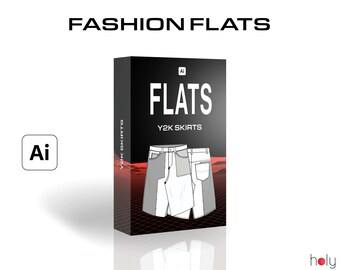 Y2K Skirt Fashion Flats: Adobe Illustrator Vector Mockups (Digital Download)