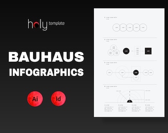 Bauhaus Marketing Infographic Set | Brand Proposal, Brand Sheet, Business Presentation Graphics, Brand Guidelines [Illustrator, Indesign]