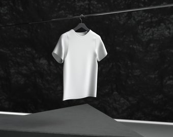 T-shirt Mockup on Hanger | Editable PSD T-shirt Mockup, Bold, Brutalist, Promotional Product Photography Template, Photoshop Layers