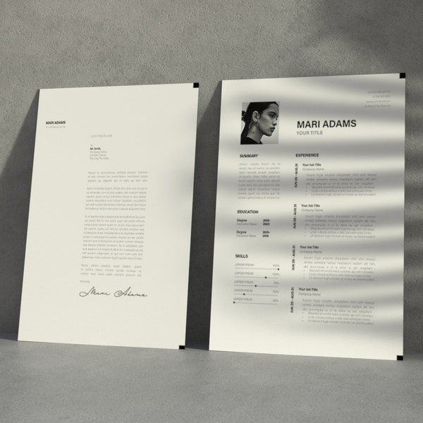 2023 Clean Resume Template For Indesign, Word & Acrobat PDF • Minimalist ATS Friendly • Simple Modern Creative CV Template