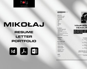 2023 Modern Resume Template For Indesign, Word & PDF | Minimalist ATS Friendly, Simple Clean Creative CV Template, Swiss Design, A4 Size