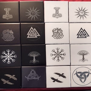 Laser Etched Tiles - Norse Set - Viking Set - Norse symbols etched on tile!