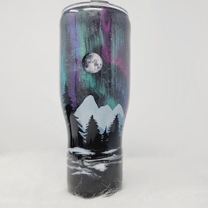 Northern Lights Cup, Mountain Sky Cup 40oz, Duo Lids w/ straw