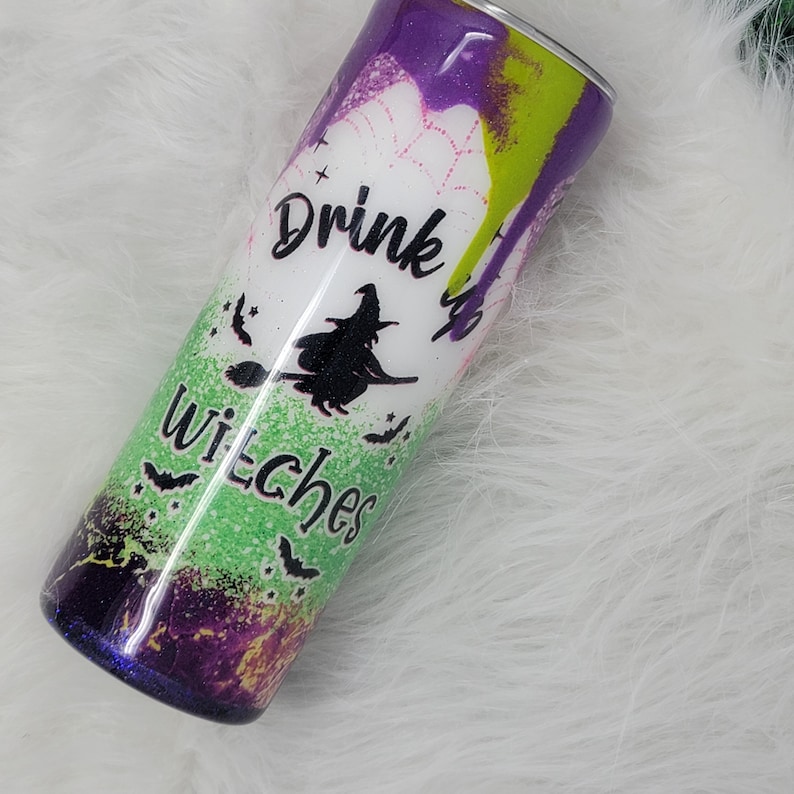 Drink Up Witches Glow Tumbler, Green and Purple Glow, Funny Tumbler, Sassy Tumbler image 7