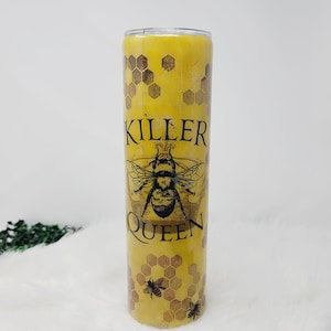 Bee Tumbler, Killer Queen, Honeycomb,  Bee Gifts, Gold Glitter  35 oz, free shipping