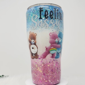 Sassy Care Bear Glitter Tumbler: Custom Stainless Steel Cup