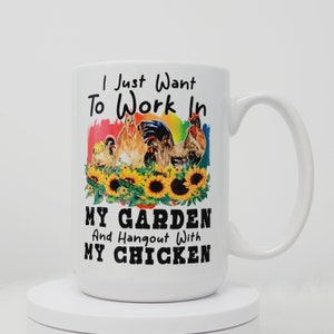 Gardener and Chicken Lover, 15oz Coffee Cup, Ready to Ship, Personized
