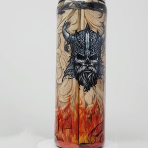 Viking Norse Wooden Fire Tumbler, Odin Cup, 20oz, Custom Made