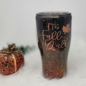 Copper Glitter Fall Tumbler: Autumn Ombre Stainless Steel Cup