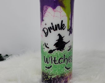 Drink Up Witches Glow Tumbler, Green and Purple Glow, Funny  Tumbler, Sassy Tumbler