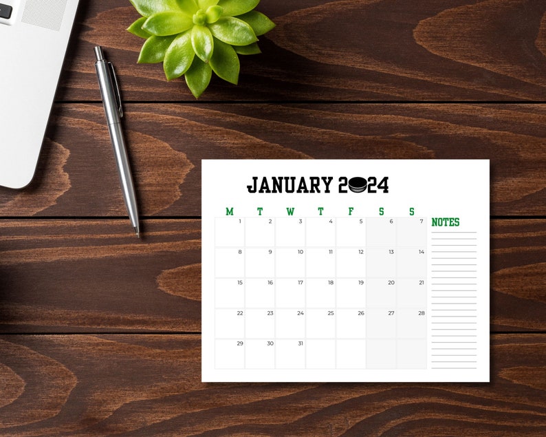 2024 Printable Calendar Hockey Dad Birthday to Do List Hockey Goals