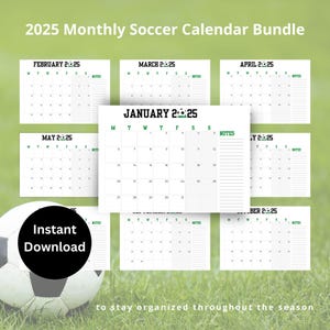 2025 Calendar Printable Soccer Schedule Calendar Bundle Kid Sports Calendar Sports Mom Gift for Sports Lover Soccer Coach Gift for Team Mom
