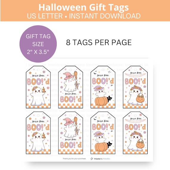 Printable You've Been Boo'd Tag Printable Halloween Favor Tags Boo Bag Trick or Treat Tag Boo Gift Tags Cute Halloween Goodie Bag Tag Treat