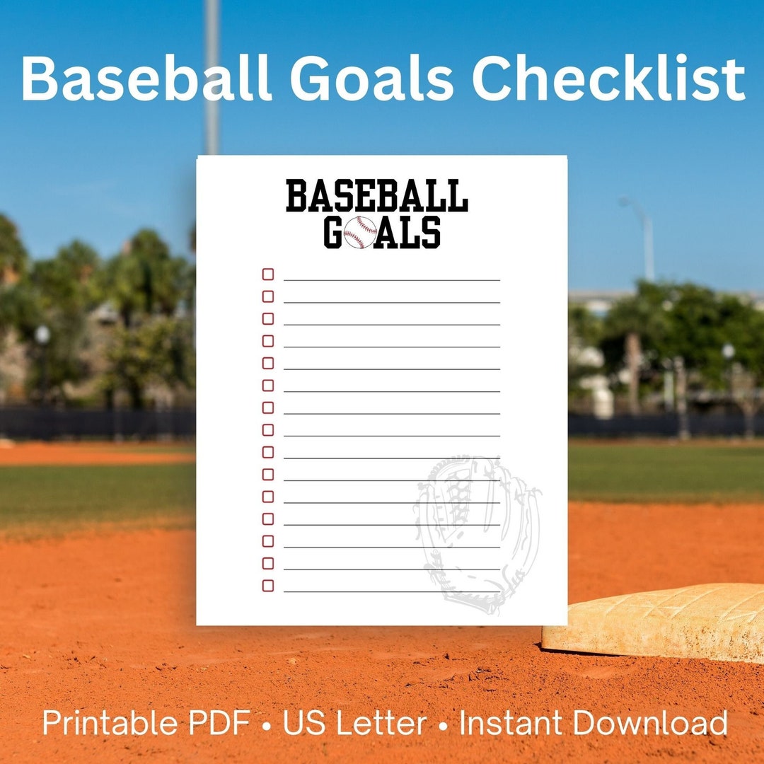 Baseball Goals Checklist Printable to Do List Kids Baseball Etsy