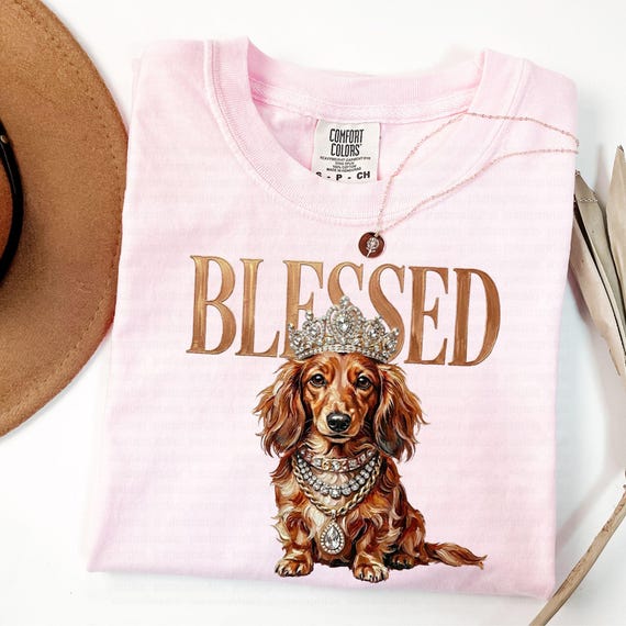 Glam Clipart PNG Dachshund Lover Dog Trendy Shirt Long Hair Dachshund Mom Doxie Dog PNG Painted Dog Funny Dachshund Dog Breed Weiner Dog PNG