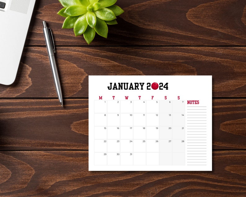 2024 Printable Calendar Bundle for Bowling Gifts for Him to Do List