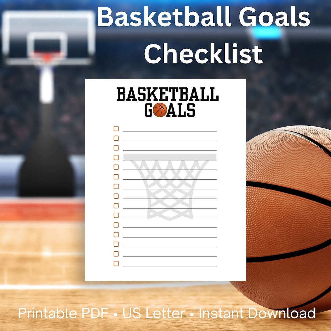 Basketball Goals Checklist Printable to Do List Kids Basketball Gift Sports  Fan Gift for Basketball Coach Goal Tracker Last Minute Gift