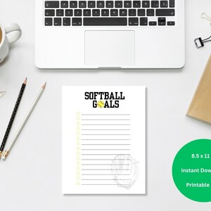 Softball Goals Checklist Printable To Do List Softball Gift for Her Sports Fan Gift for Softball Coach Goal Tracker Last Minute Gift