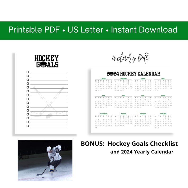 2024 Printable Calendar Hockey Dad Birthday to Do List Hockey Goals