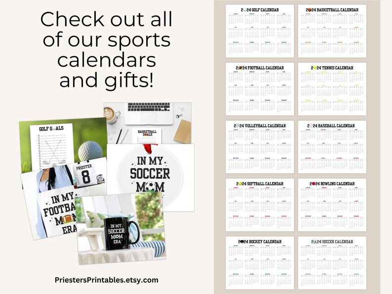 2024 Printable Calendar Hockey Bundle to Do List Hockey Goals Checklist