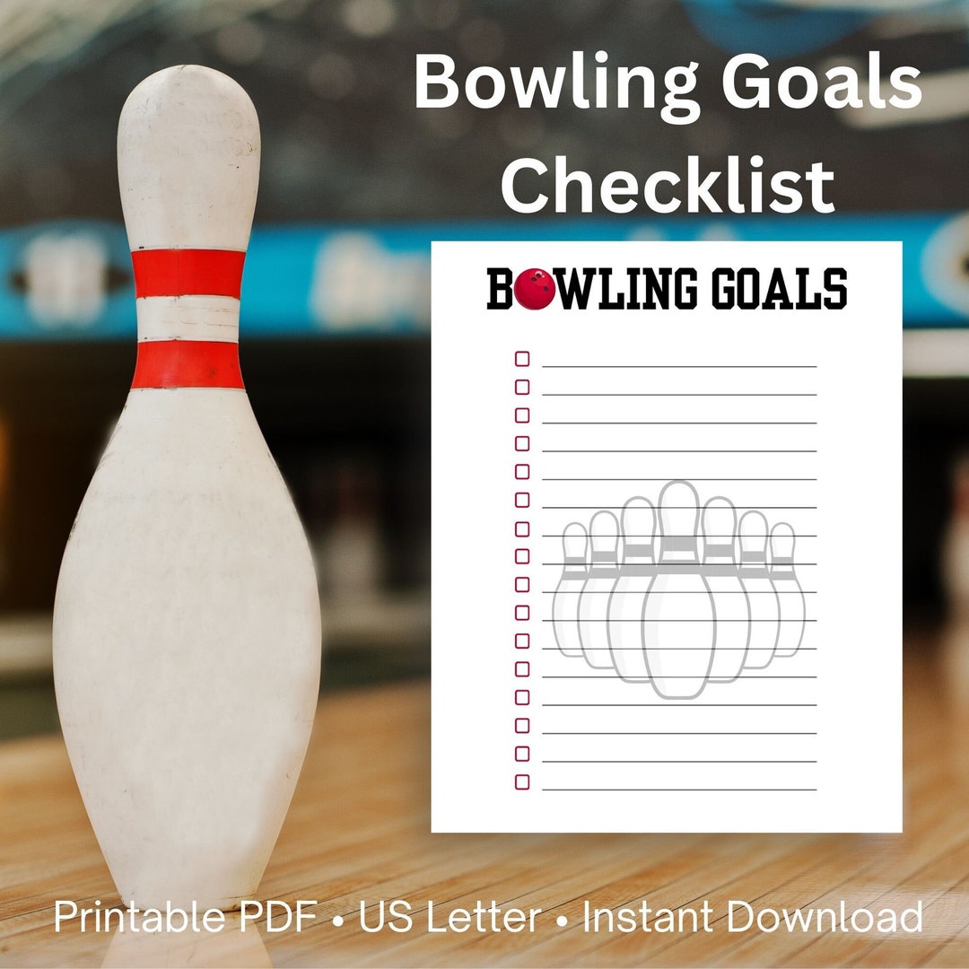 Bowling Goals Checklist Printable to Do List Sports Fan Gift Bowling