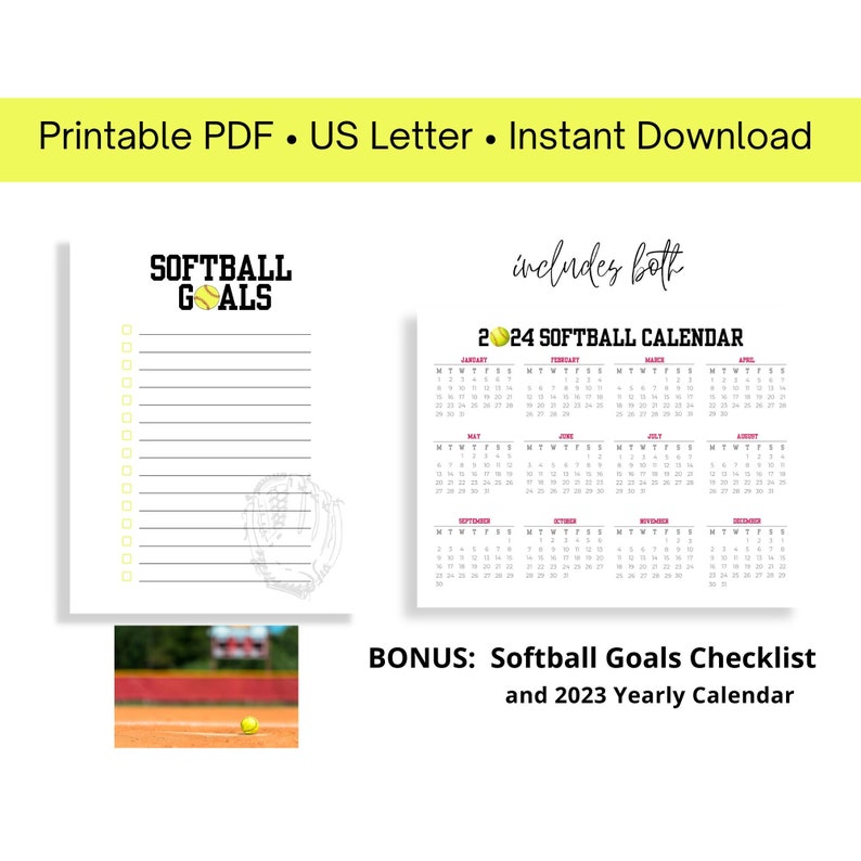 2024 Printable Calendar Softball Bundle Schedule Template Softball ...